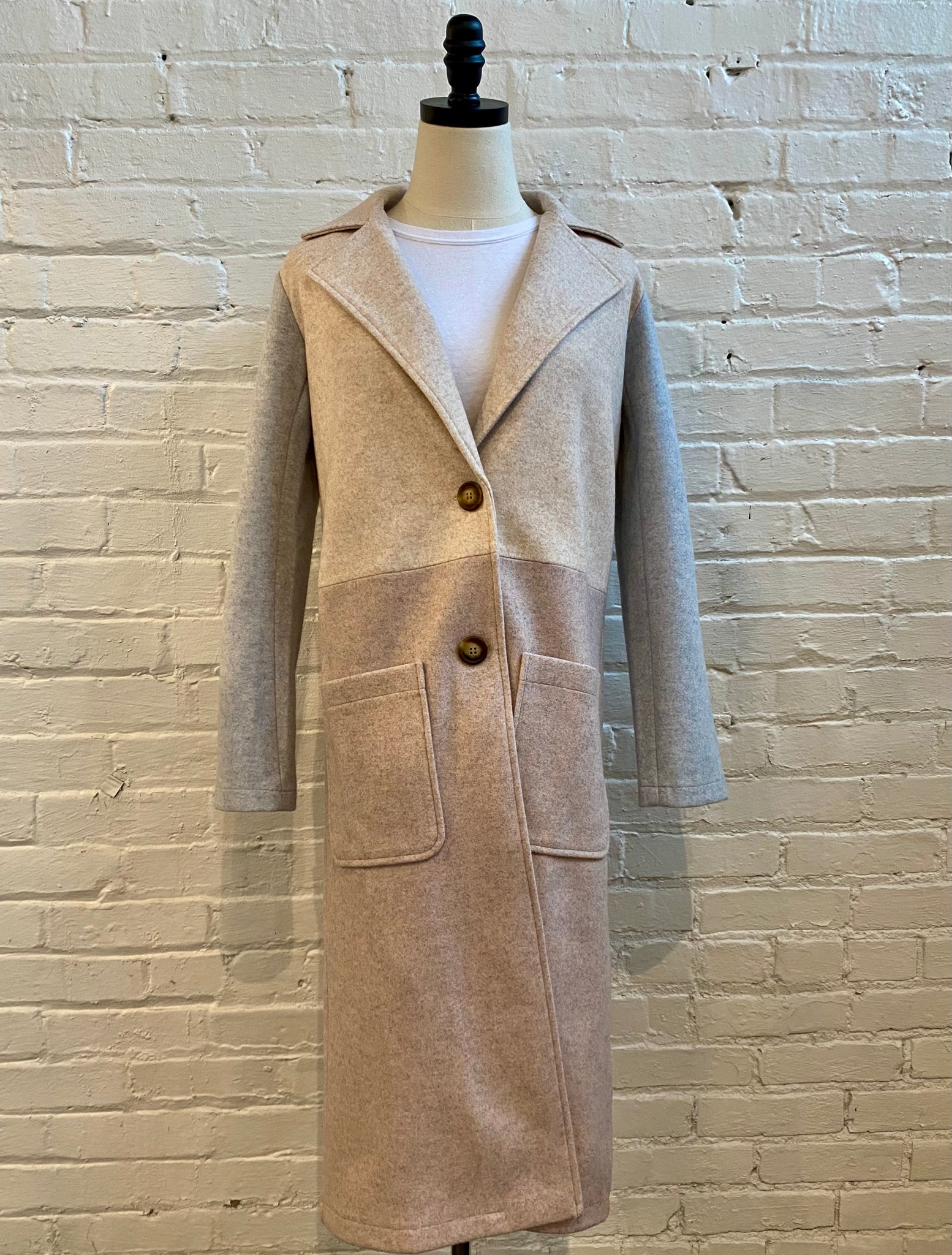 Blue and Beige Colorblock Coat