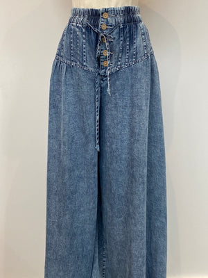 Wide Leg Button Front Denim