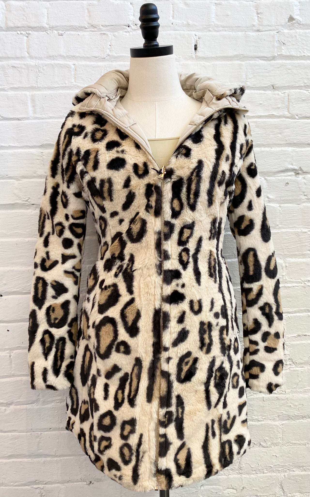 Reversible  Puffer Jacket w Faux Fur Lining/Hood