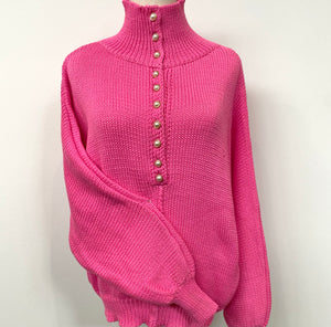 Dolman Sleeve Pearl Button  Sweater