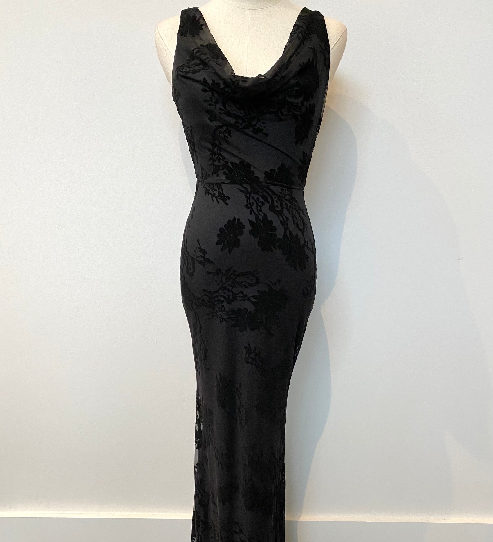 Cowl Neck Burn Out Evening Dress