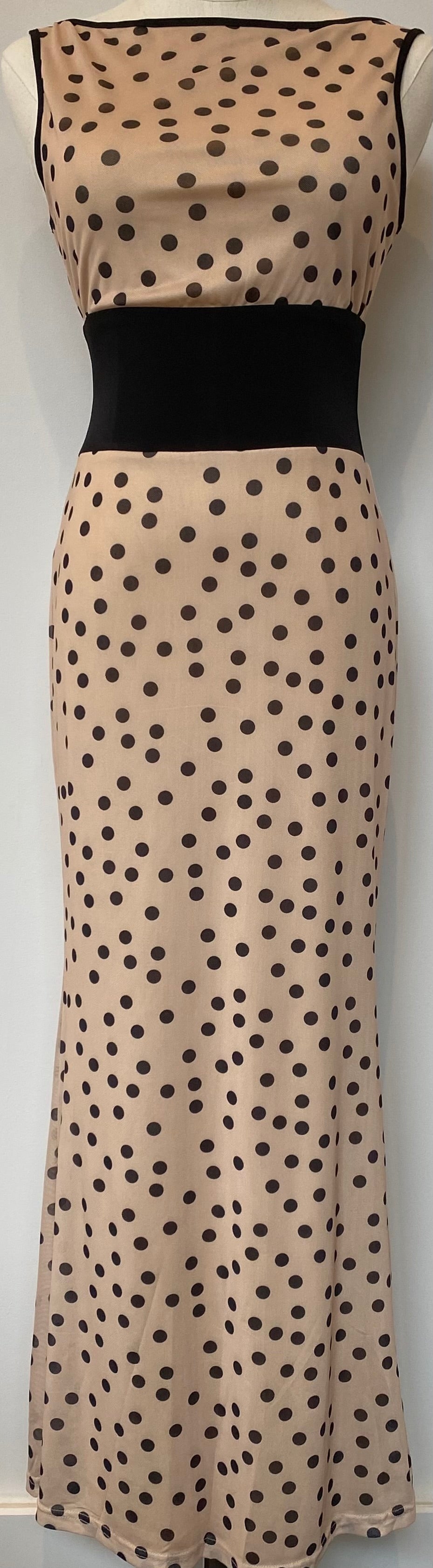 Beige and Black Polka Dot Evening Dress Showroom56 Beige and Black Polka Dot Evening Dress Showroom56