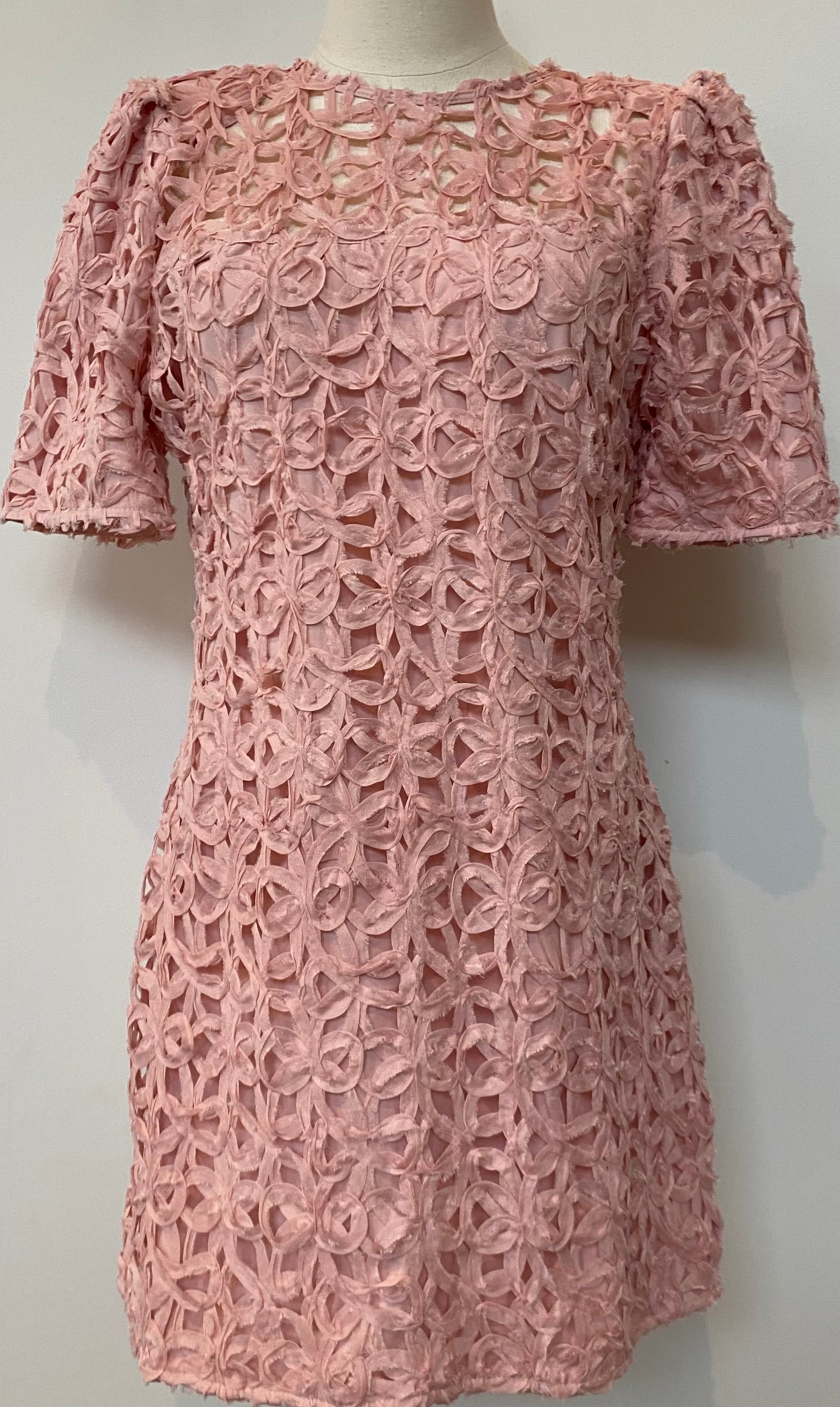 Short Sleeve Pink Crochet Lace Dress Showroom56 Short Sleeve Pink Crochet Lace Dress Showroom56