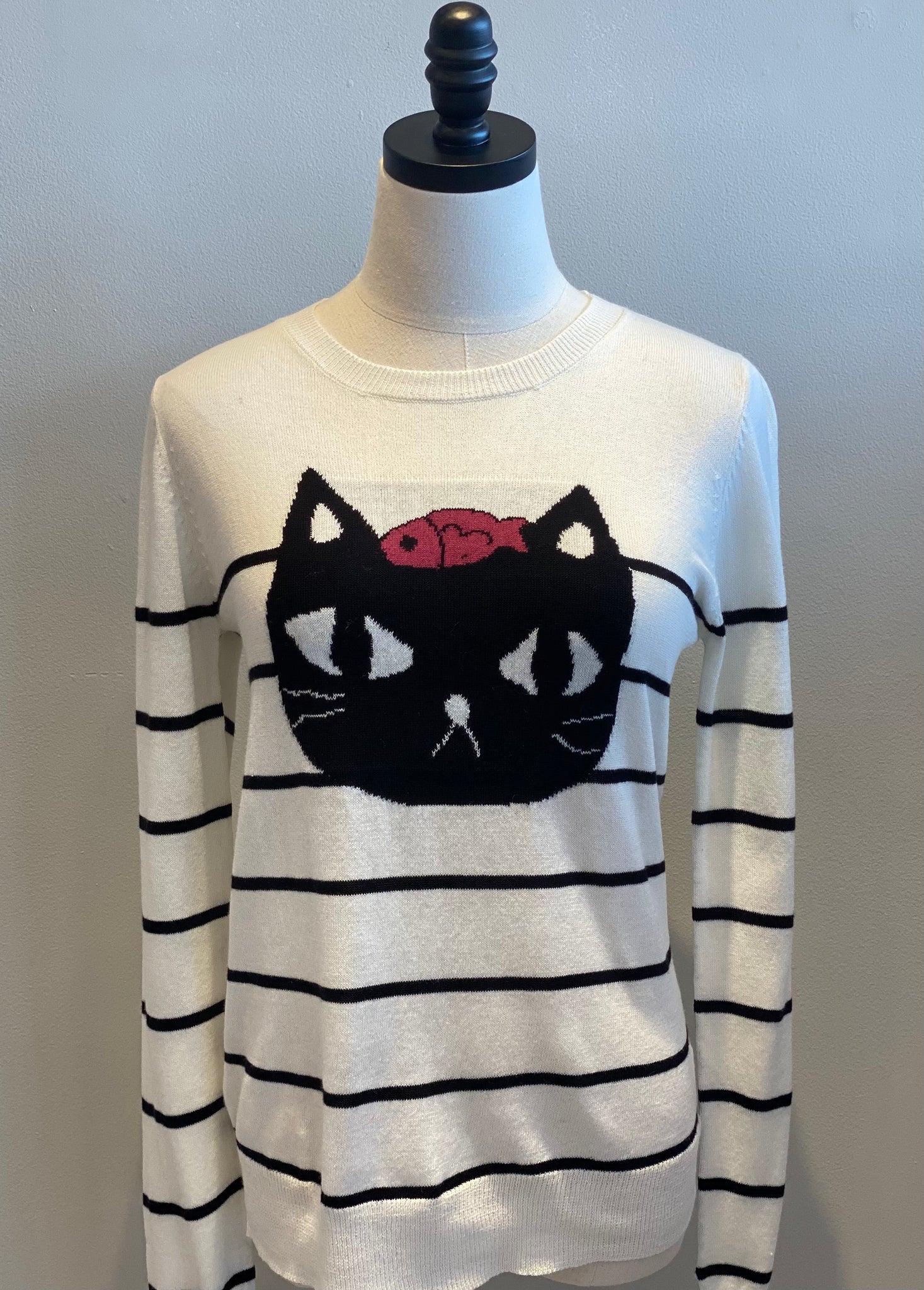 Striped Black Cat Sweater