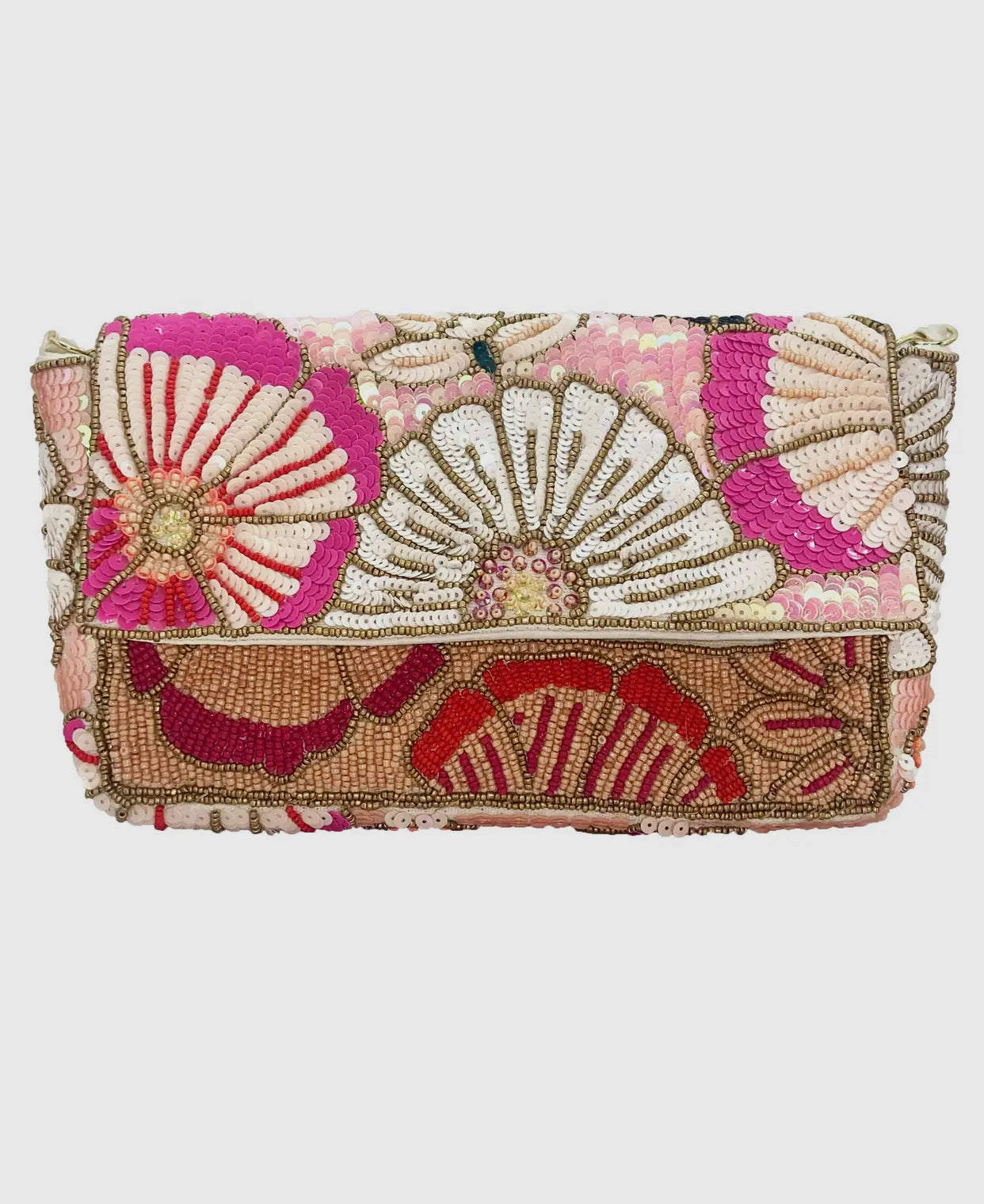 Floral Double Sided Beaded Clutch