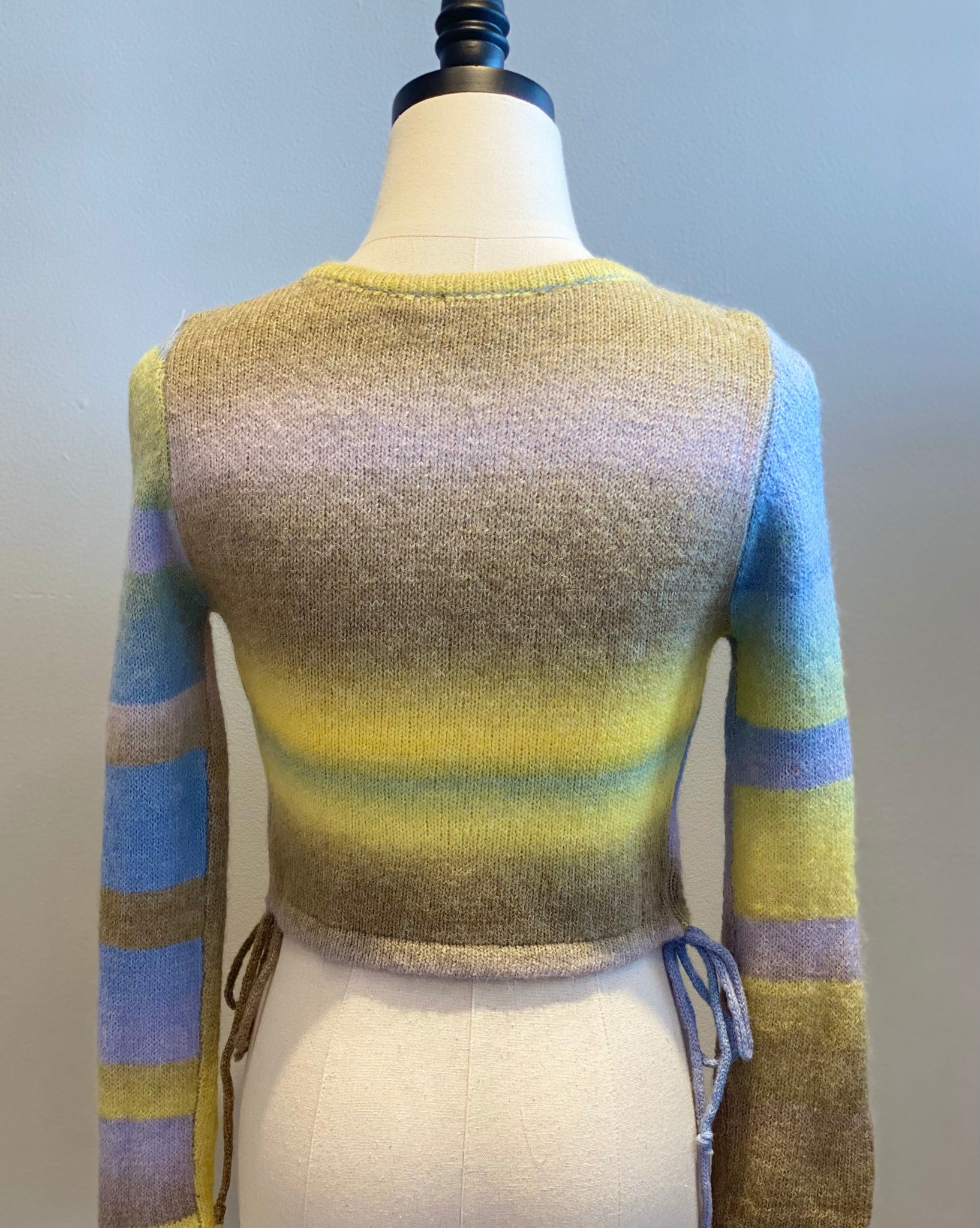 Mixed Color Crop Cut Out Sweater