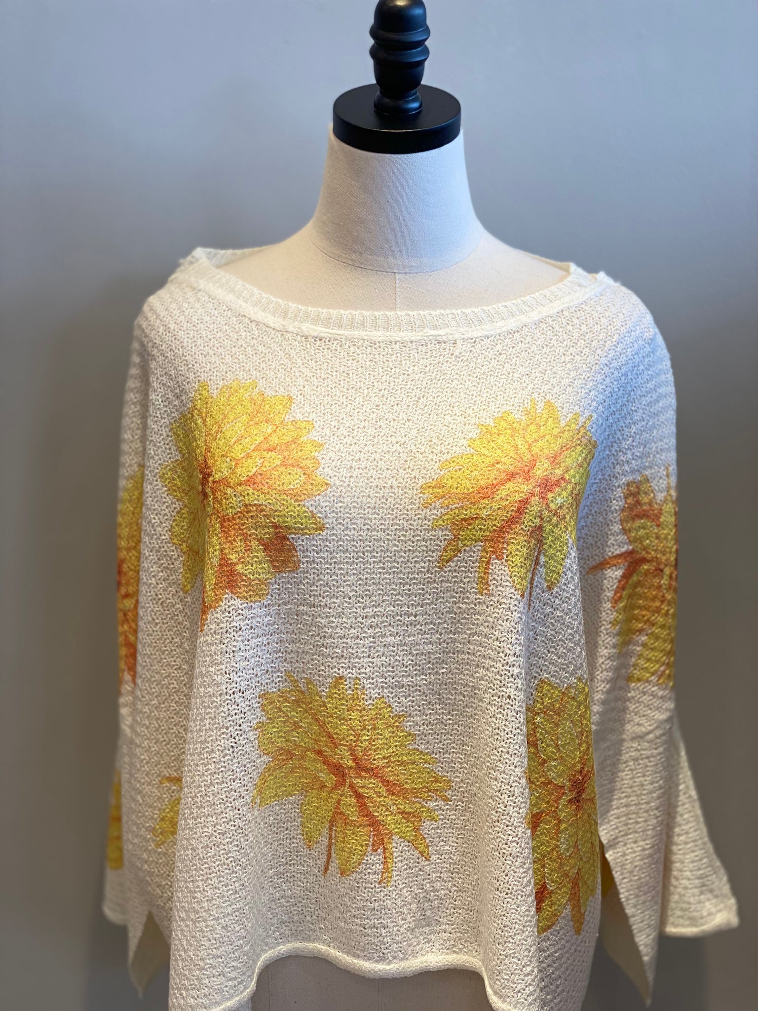 Gold Dahlia Flower Sweater