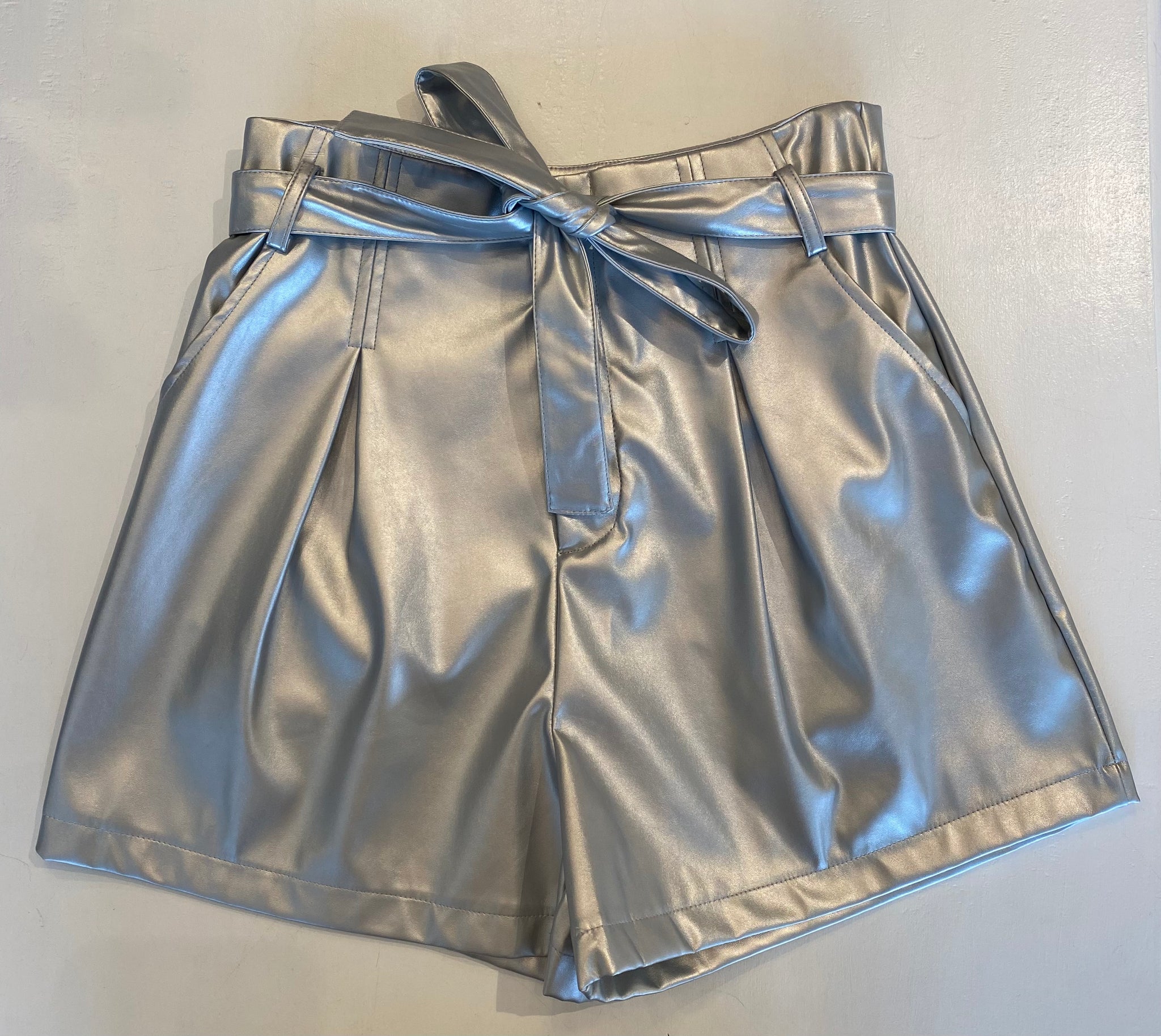 Faux Leather Pleated Short