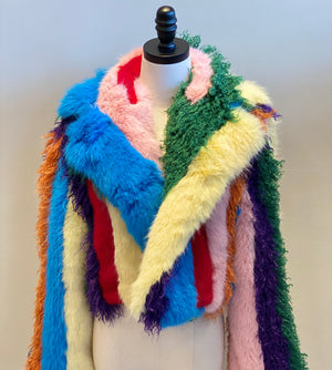 Gigi Faux Fur Rainbow Jacket