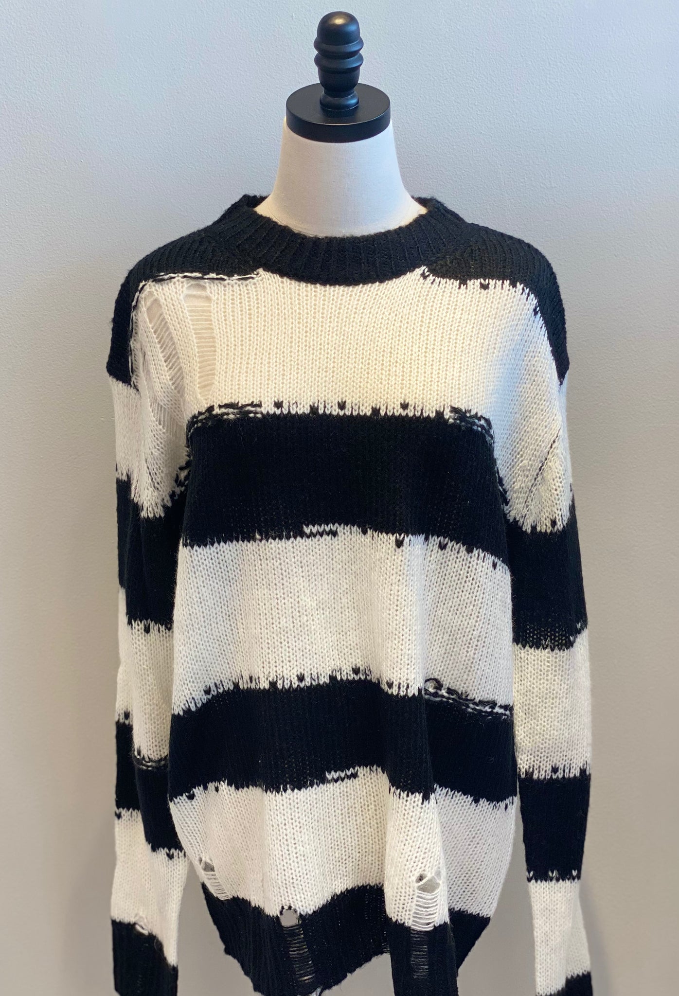 Distressed 2025 striped sweater