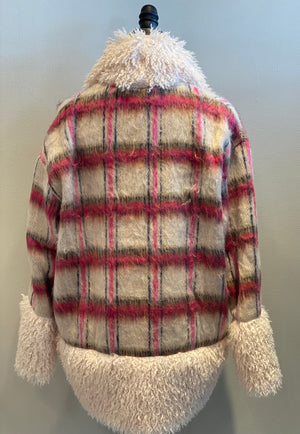 Plaid Fur Contrast Jacket