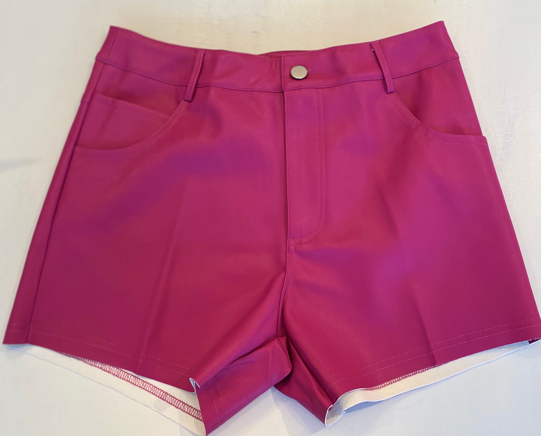Magenta Faux Leather Short