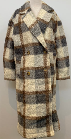 Oversized Fuzzy Plaid Coat