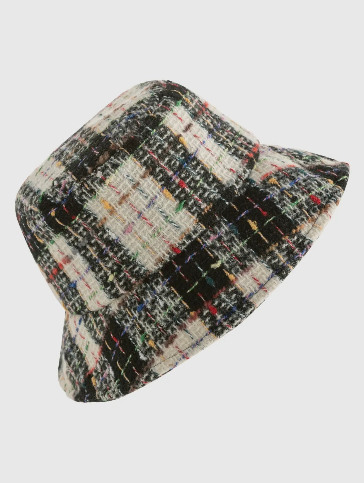 Woven Plaid Bucket Hat