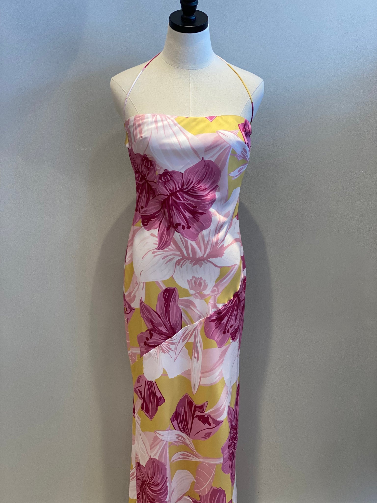 Hibiscus Print Halter Maxi Dress