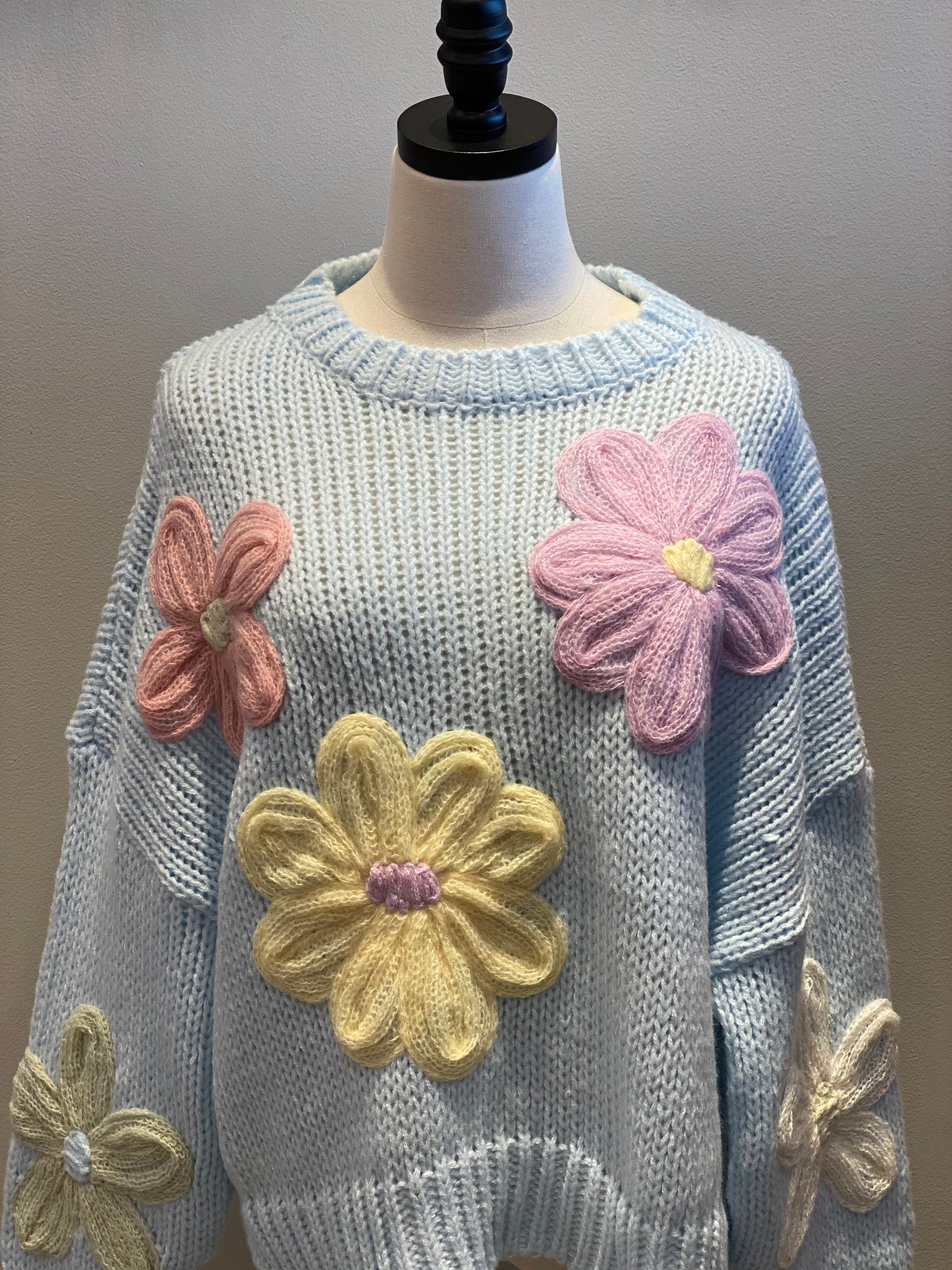 Embroidered Daisy Field Sweater