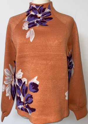 Papaya Floral Design Sweater