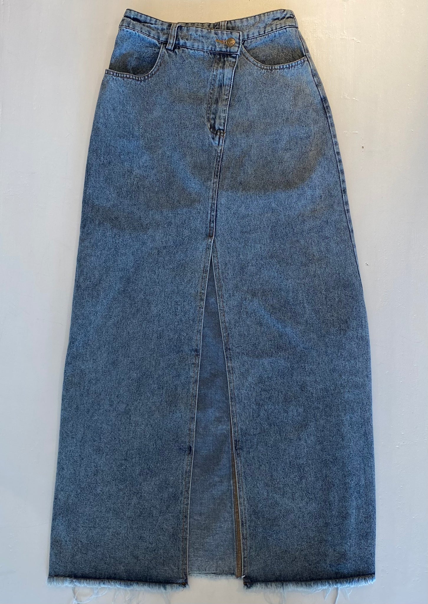 High-Rise Split Vintage Denim Skirt