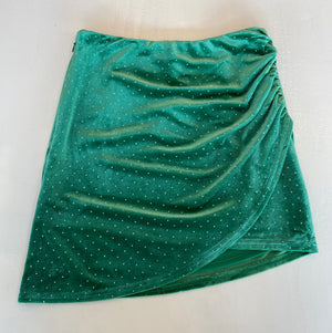 Studded Velvet Faux Wrap Skirt
