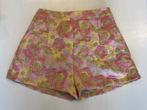 High Waisted Floral Texture Shorts