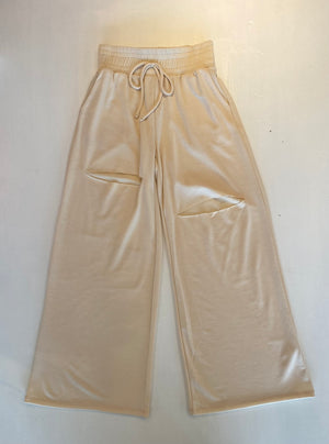 French Terry Cut Out Wide Leg Pant