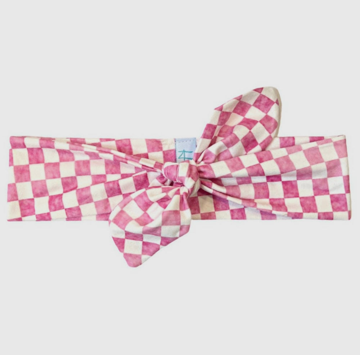 Pink Checkered Knotted Headband