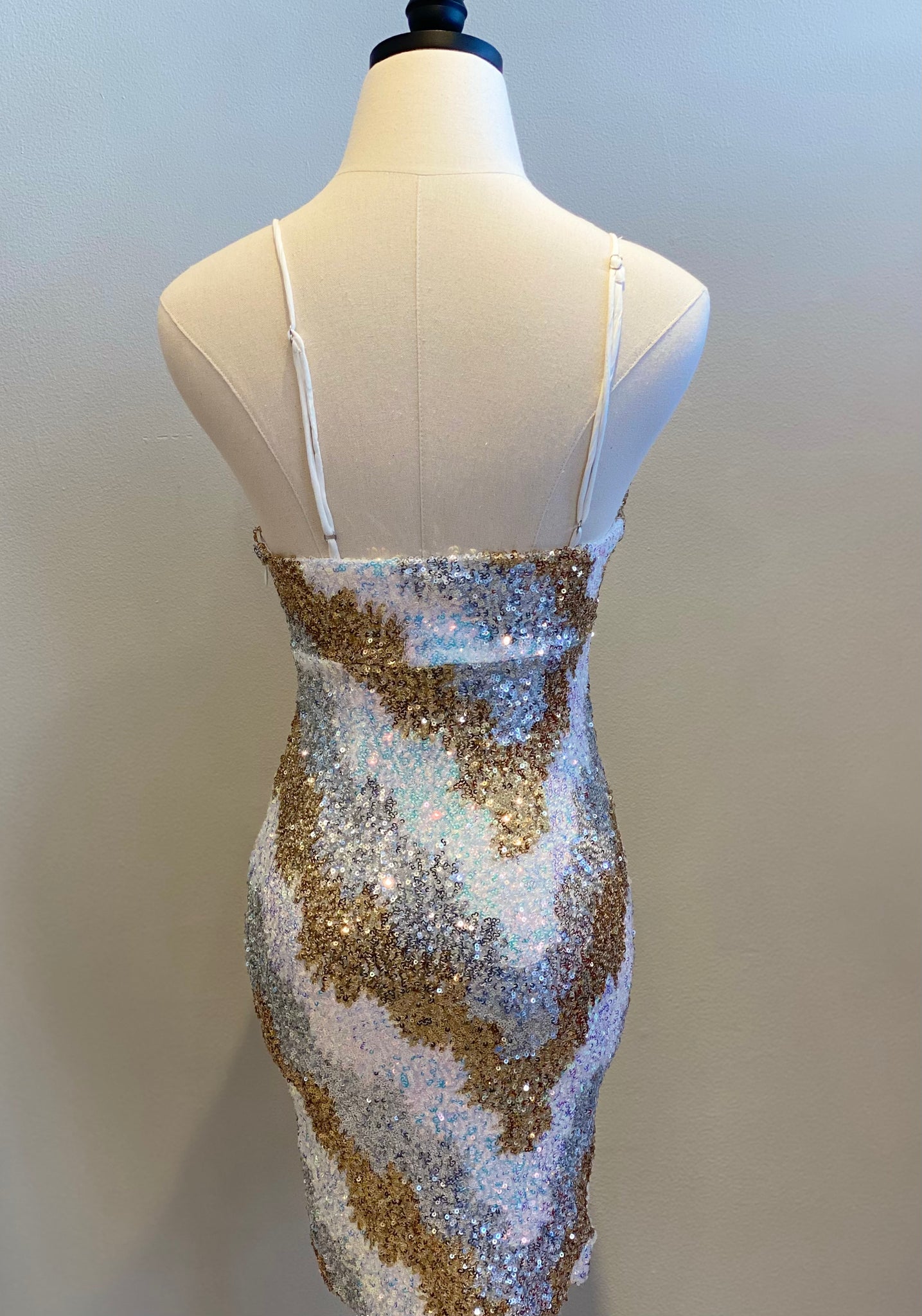 Deep V Sequin Mini Dress