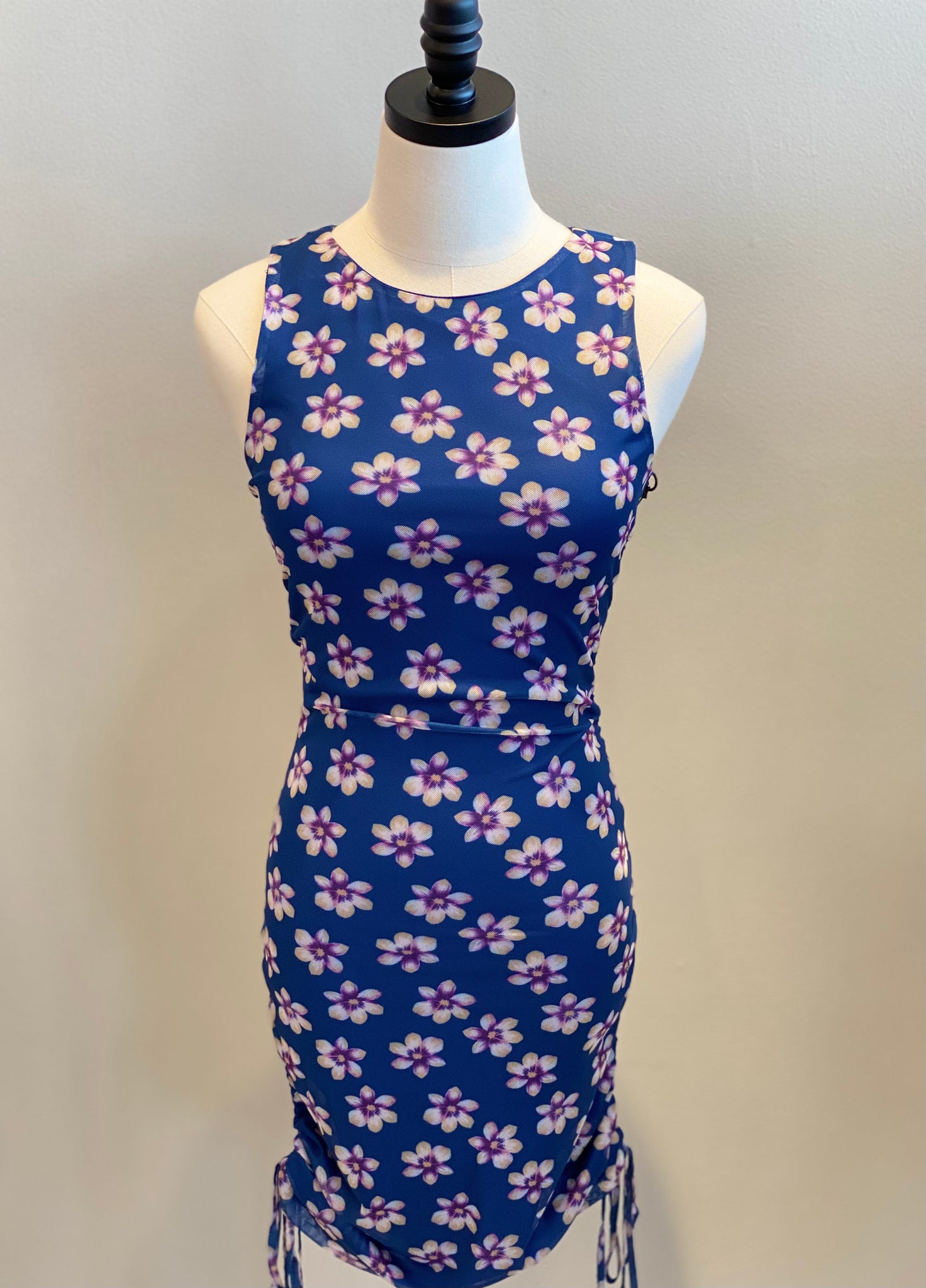 Berry Blue Drawstring Mini Dress