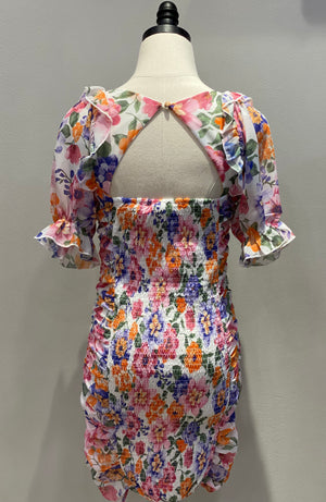 Floral Ruched Mini Dress