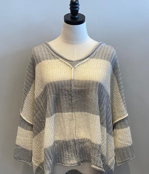 Stripe V-Neck Thin Sweater