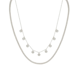 Silver Snake Layered Chain Necklace