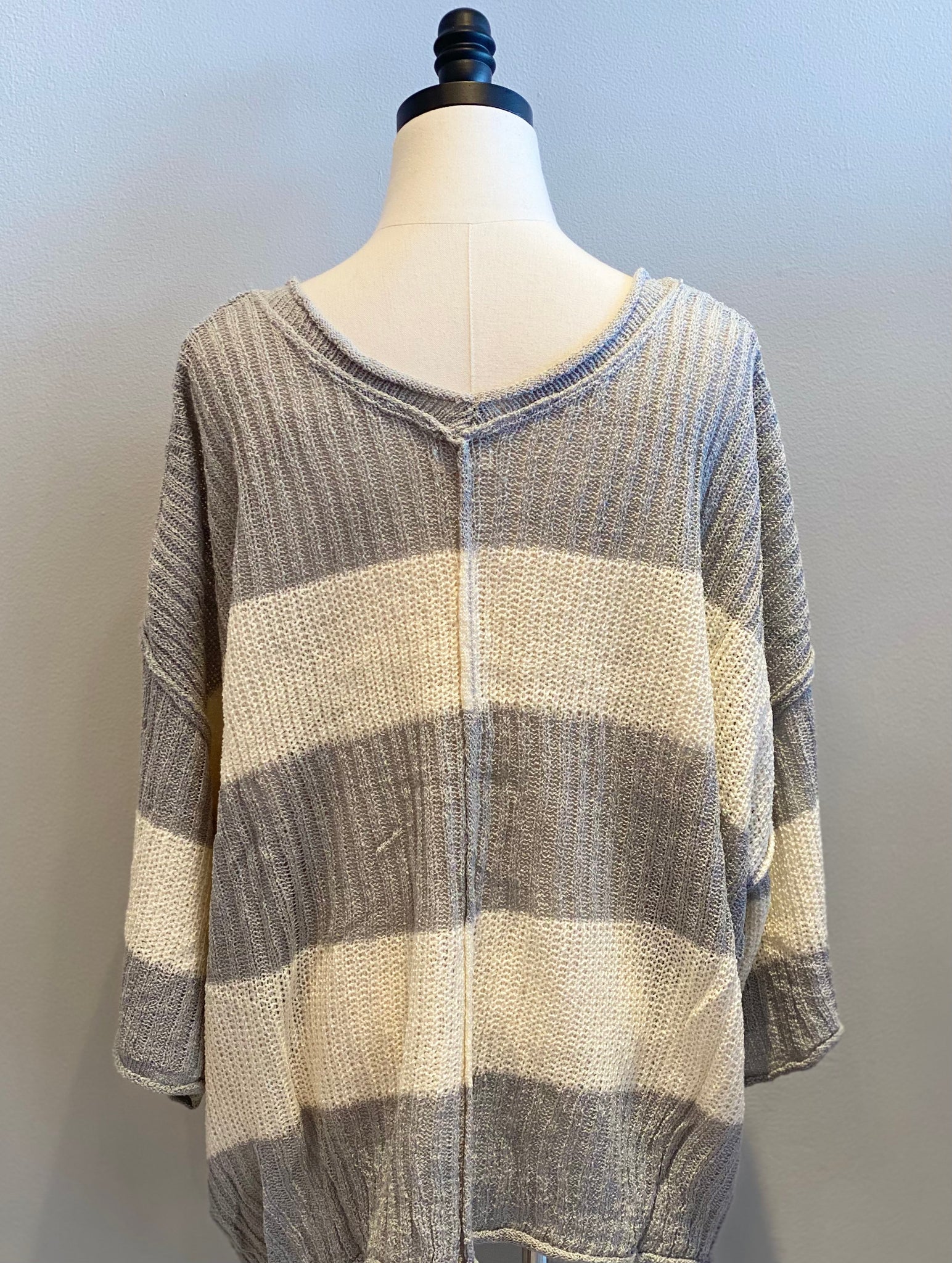 Stripe V-Neck Thin Sweater