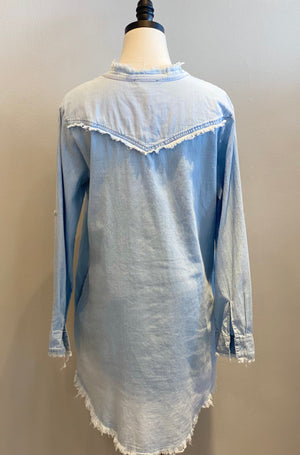 Rustic Fringe Chambray Button Down