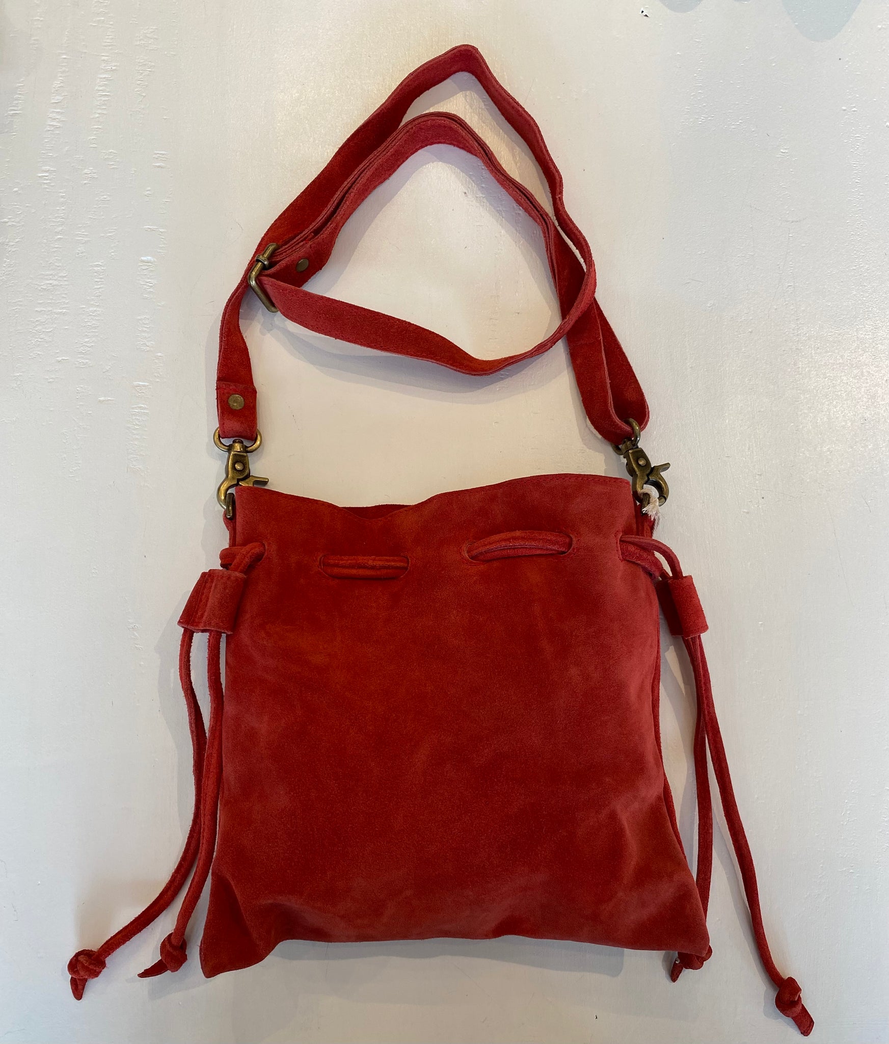Red suede 2025 crossbody bag